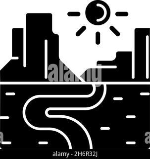 Schwarzes Glyphen-Symbol des Canyon Stock Vektor