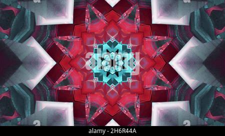 3d-Illustration des 4K UHD Neontunnels mit Sternornament Stockfoto