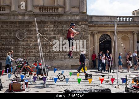 Street Entertainer Badewanne Somerset England Großbritannien Stockfoto