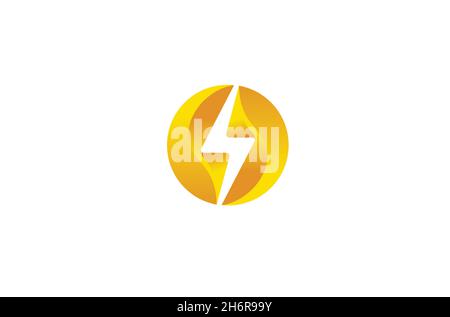 Flash Planet Blue Circle Thunder Logo Vector Design Illustration Stock Vektor