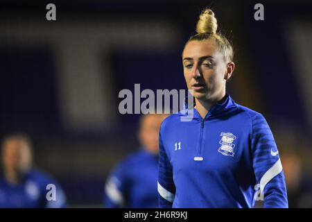 Jade Pennock (Birmingham City 11) Warm dich während des Womens Conti Cup Spiels zwischen Birmingham City und West Ham im St. Andrew's Trillion Trophy Stadium Stadium in Birmingham, England Karl W Newton/Sports Press Photo Stockfoto