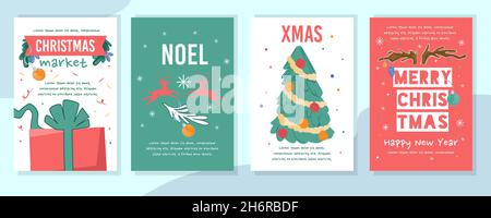 Weihnachten noel Markt Flyer Karte Vorlage Set Stock Vektor