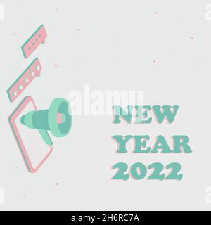 Handschrift Zeichen Neujahr 2022. Grußwort Feiern Sie den Feiertag Frische Wünsche Tablet-Zeichnen mit Megaphon Neue Ankündigung machen Stockfoto