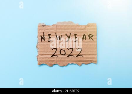 Handschrift Text Neujahr 2022. Internet-Konzept Gruß Feiern Urlaub frisch Start Beste Wünsche Einfache hausgemachte Crafting Ideen und Designs Stockfoto