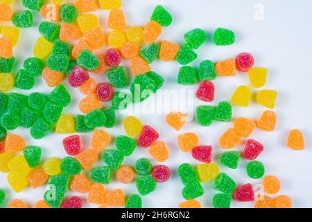 Gelee-Bonbons. Gummy Bonbons Hintergrundbild mit Kopierplatz. Jelly Hintergrundbild. Stockfoto