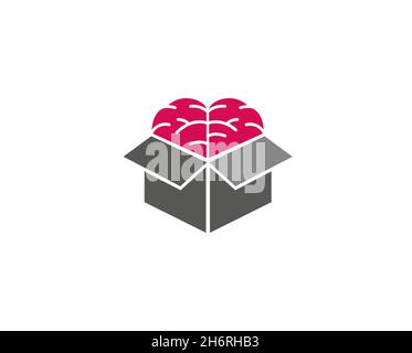 Kreative Box Gehirn Logo Vektor Symbol Symbol Zeichen Illustration Stock Vektor