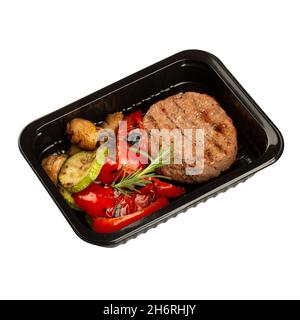 Medaillon aus marmorierten Rindfleisch mit Gemüse. Stockfoto