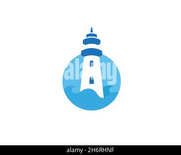 Kreativer Leuchtturm Kreis Logo Design Vektor Symbol Illustration Stock Vektor