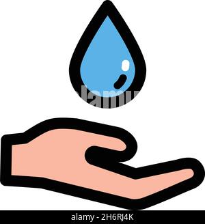 Farbvektor-Symbol für Handwäsche in einfachem Stil. Vektorgrafik für saubere Hände Stock Vektor