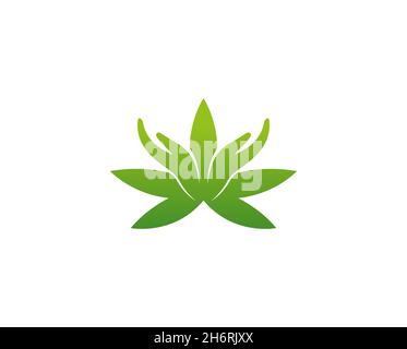 Kreatives Logo Cannabis Hände Design Vektor Symbol Illustration Stock Vektor