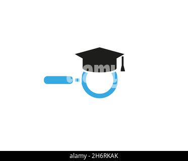 Kreative Abstrakte Graduierung Hut Vergrößerungslogo Design Vektor Symbol Illustration Stock Vektor