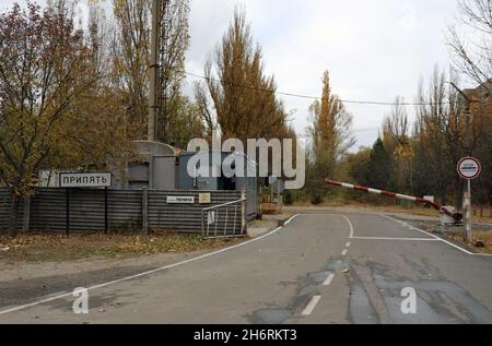 Eintritt in die Geisterstadt Pripyat Stockfoto
