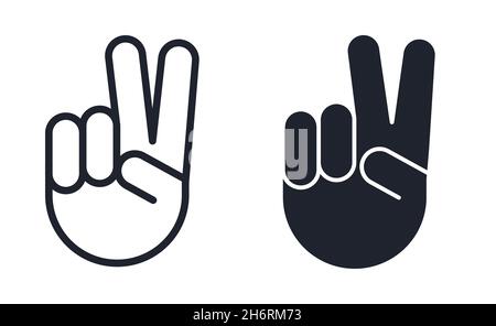 Hand V Geste Zeichen für Frieden und Sieg Symbol Stock Vektor