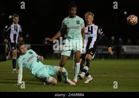 NEWCASTLE UPON TYNE, GROSSBRITANNIEN. 17. NOVEMBER Ben Jackson von Huddersfield Town in Aktion während des Premier League 2 Cup-Spiels zwischen Newcastle United und Huddersfield Town am Mittwoch, den 17. November 2021 im Northumberland FA Headquarters, Whitley Park, Newcastle. (Kredit: Will Matthews | MI News) Kredit: MI News & Sport /Alamy Live News Stockfoto