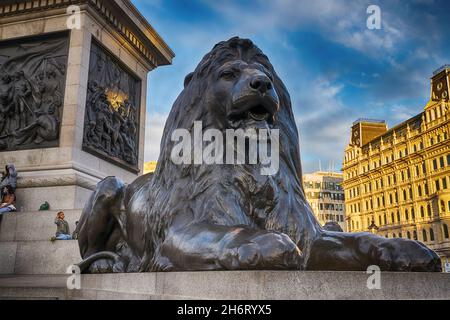 löwenstatuen trafalgar Square Stockfoto