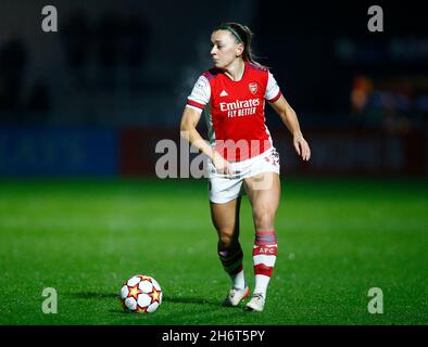 Borehamwood, Großbritannien. November 2021. BOREHAMWOOD, ENGLAND - 17. NOVEMBER : Katie McCabe von Arsenal während der Frauen-Champions-League-Gruppe C zwischen Arsenal Women und HB K¿ge Women at Meadow Park on November 17, 2021 in Borehamwood, England Credit: Action Foto Sport/Alamy Live News Stockfoto