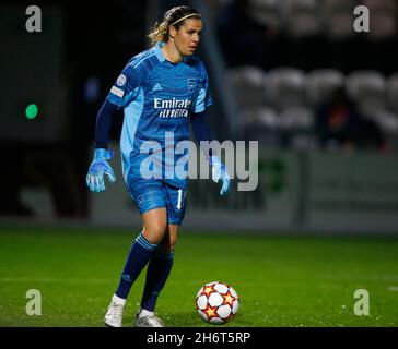 Borehamwood, Großbritannien. November 2021. BOREHAMWOOD, ENGLAND - 17. NOVEMBER : Lydia Williams von Arsenal während der Frauen-Champions-League-Gruppe C zwischen Arsenal Women und HB K¿ge Women at Meadow Park on November 17, 2021 in Borehamwood, England Credit: Action Foto Sport/Alamy Live News Stockfoto