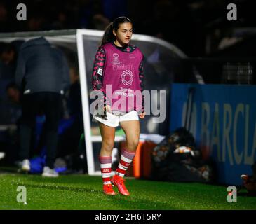 Borehamwood, Großbritannien. November 2021. BOREHAMWOOD, ENGLAND - NOVEMBER 17 : Halle Houssein von Arsenal während der Frauen-Champions-League-Gruppe C zwischen Arsenal Women und HB K¿ge Women at Meadow Park on November 17, 2021 in Borehamwood, England Credit: Action Foto Sport/Alamy Live News Stockfoto