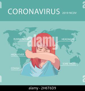 Infografik mit den Symptomen des Covid-19-Virus Stock Vektor