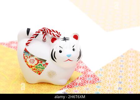 Puppen von Tora Tiger. Japanische Neujahr-Karte. Japanisches Neujahr Tiger Objekt Stockfoto