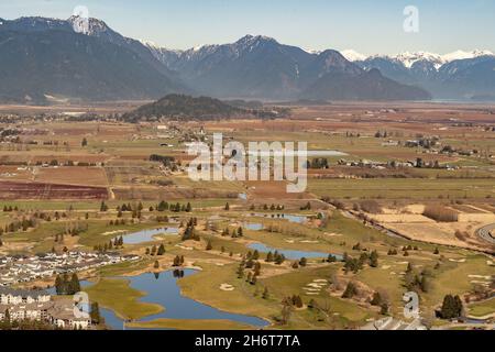 Summa's Prärie zeigt extensive Landwirtschaft im Lower Fraser River Valley in der Stadt Chilliwack. Stockfoto