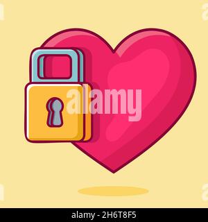 Gesperrtes Herz Symbol isolierte Cartoon-Vektor-Illustration Stock Vektor