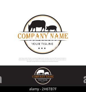 Farmtier Logo Design Inspiration für Nutztiere Stock Vektor