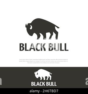 Bull Silhouette Bull Logo, monochrome Logo.Horn OX Illustration stehende Jahr Symbol in chinesischen Tierkreis Kalender Illustration Stock Vektor