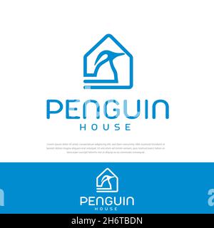 Einfache Logo Pinguin Haus Vektor Illustration Stock Vektor