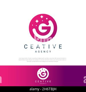 Buchstabe G Vektor-Logo mit minimalistischen Vektor Galaxie Sterne und Raum Stock Vektor