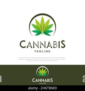 Cannabis Blatt Logo Design isoliert Inspiration, Cannabis Essenz Öl Tropfen Stock Vektor