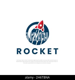 Rakete Design Vorlage Logo um Planet Rakete Vektor Illustration Stock Vektor