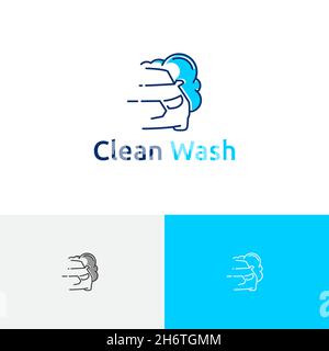 Seife Schaum Sauber Autowäsche Autowäsche Abstrakte Linie Logo Stock Vektor