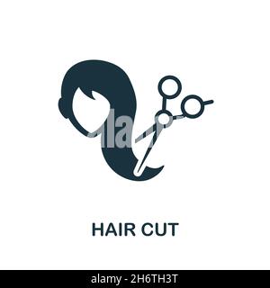 Haarschnitt-Symbol. Monochromes Schild aus der Friseursammlung. Creative Hair Cut Icon Illustration für Webdesign, Infografiken und mehr Stock Vektor