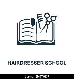 Friseurschule Symbol. Monochromes Schild aus der Friseursammlung. Creative Friseur Schule Symbol Illustration für Web-Design, Infografiken und Stock Vektor