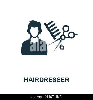 Friseur-Symbol. Monochromes Schild aus der Friseursammlung. Creative Friseur Symbol Illustration für Web-Design, Infografiken und mehr Stock Vektor