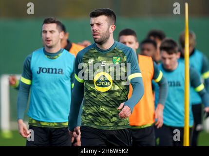 Grant Hanley von Norwich City während einer Trainingseinheit im Lotus Training Center, Norwich. Bilddatum: Donnerstag, 18. November 2021. Stockfoto