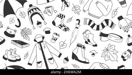 Satz von Symbolen symbolisieren Herbst, helle Cartoon-Stil, Vektor-Illustration. Stock Vektor