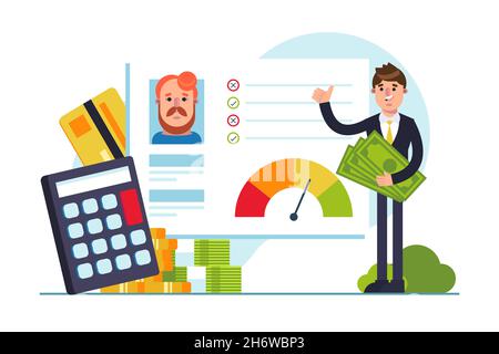Flaches Design Kredit-Assessment-Konzept Vektor-Illustration. Stock Vektor