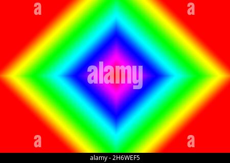 Abstrakt mehrschichtiges farbenfrohes 3D-Rautenquadrat auf rotem Hintergrund Stockfoto