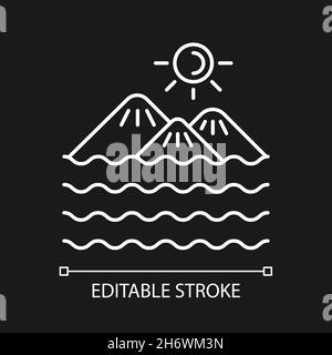 Insel weißes lineares Symbol für dunkles Thema Stock Vektor