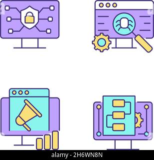 Verwendung digitaler Technologien RGB-Farbsymbole eingestellt Stock Vektor