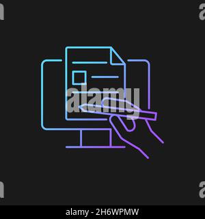 Digitales Schreiben Gradientenvektor-Symbol für dunkles Thema Stock Vektor