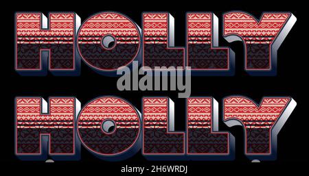 Bild von Stechpalme in Wiederholung zu weihnachten auf schwarzem Hintergrund. weihnachten, Winter, Tradition und Feierkonzept digital generiertes Bild. Stockfoto