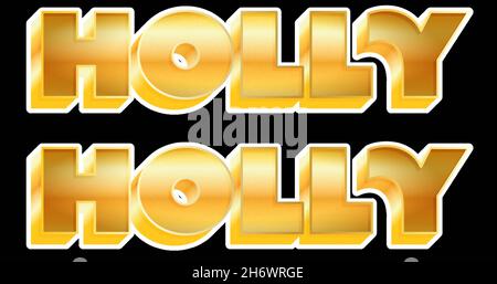 Bild von Stechpalme in Wiederholung zu weihnachten auf schwarzem Hintergrund. weihnachten, Winter, Tradition und Feierkonzept digital generiertes Bild. Stockfoto