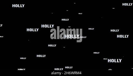 Bild von Stechpalme in Wiederholung zu weihnachten auf schwarzem Hintergrund. weihnachten, Winter, Tradition und Feierkonzept digital generiertes Bild. Stockfoto