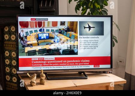 Dominic Cummings vor einem Unterhaus-Auswahlausschuss, der Boris Johnsons im Umgang mit der Covid-Pandemie kritisiert. 26/05/2021 Stockfoto