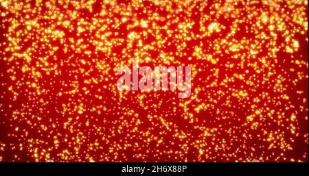Abstrakter Hintergrund mit animiertem, glühendem Gold und rotem Bokeh-Loop, Alpha Stockfoto