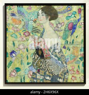 Gemälde 'Dame mit Fächer' des österreichischen Symbolisten Gustav Klimt (1917-1918) im Belvedere Museum in Wien, Österreich. Stockfoto