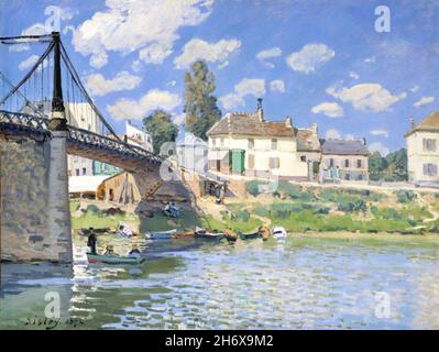 Die Brücke von Villeneuve-la-Garenne von Alfred Sisley (1839-1899), Öl auf Leinwand, 1872 Stockfoto